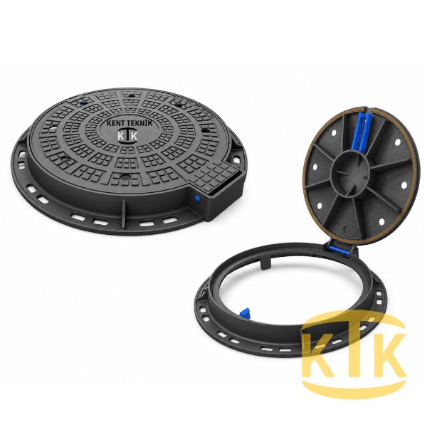 Döküm Yuvarlak Rögar Kapağı Takımı Ø600 mm B125 (DKT-600-B2) - Döküm Rögar Kapakları