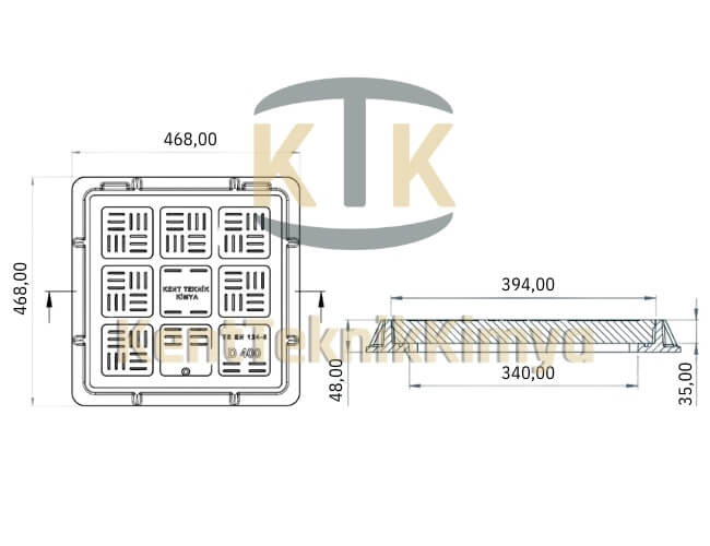 Kompozit Kare Rögar Kapağı Takımı 400x400 mm