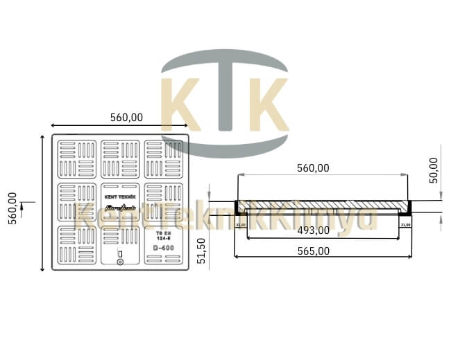 Kompozit Kare Rögar Kapağı Takımı 560x560 mm