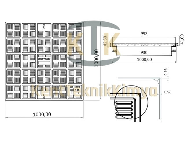 Kompozit Kare Rögar Kapağı Takımı 1000x1000 mm