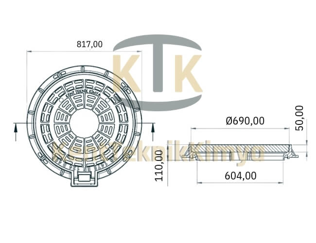 Kompozit Rögar Menhol Kapağı Takımı ø 600 mm Menteşeli D400