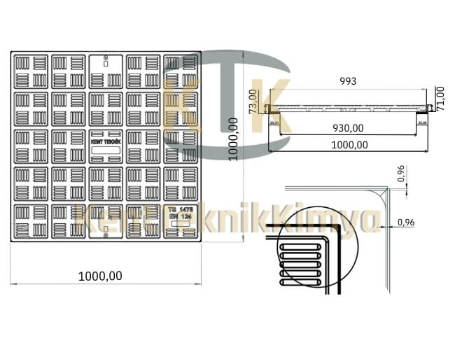 Kompozit Kare Rögar Kapağı Takımı 1000x1000 mm
