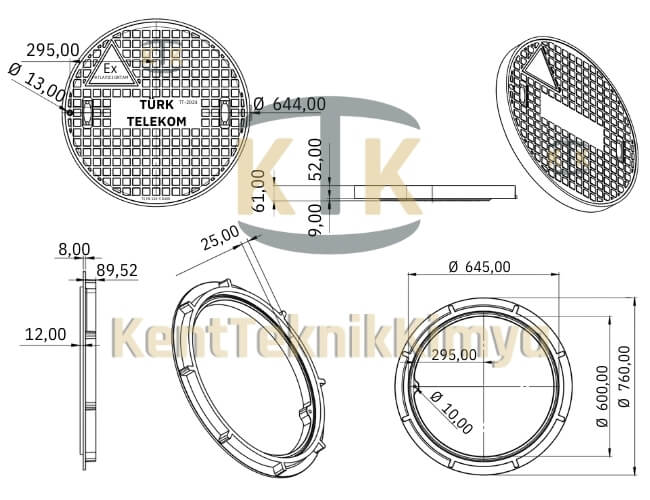 Kompozit Rögar Menhol Kapağı Takımı ø600mm TT1 Kalın Seri D400