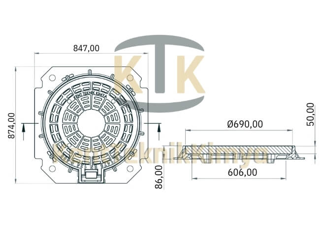 Kompozit Rögar Menhol Kapağı Takımı ø 600 mm Menteşeli D400