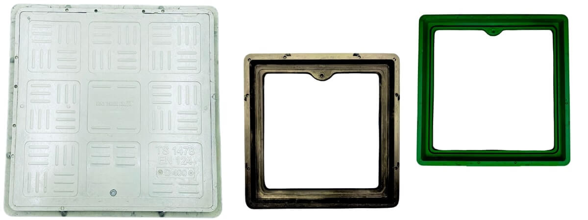 Kompozit Kare Rögar Kapağı Takımı 400x400 mm B125 - Kompozit Kare Rögar Kapakları