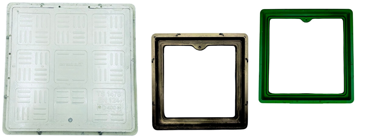 Kompozit Kare Rögar Kapağı Takımı 400x400 mm A15 - Kompozit Kare Rögar Kapakları