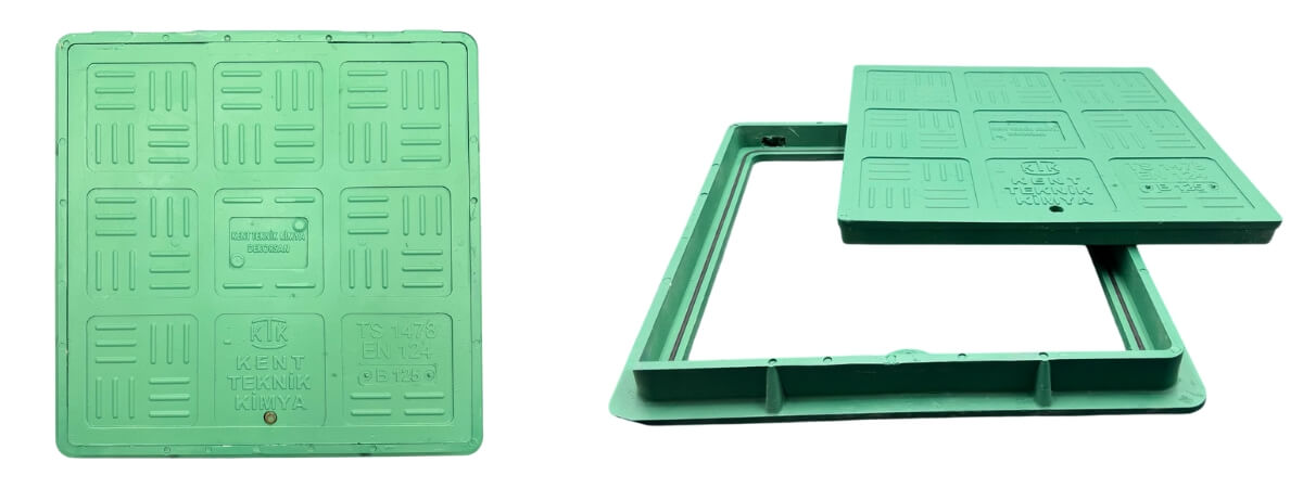 Kompozit Kare Rögar Kapağı Takımı 500x500 mm C250 - Kompozit Kare Rögar Kapakları