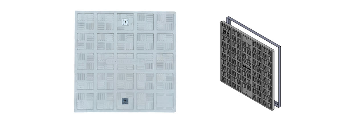 Kompozit Kare Rögar Kapağı Takımı 800x800 mm D400 - Kompozit Kare Rögar Kapakları