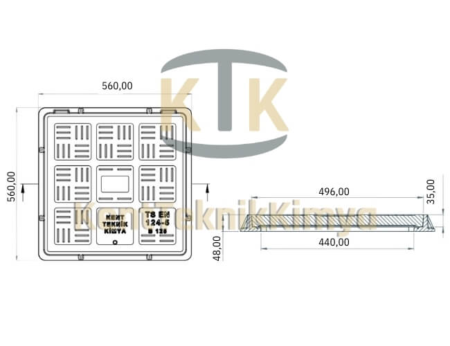Kompozit Kare Rögar Kapağı Takımı 500x500 mm