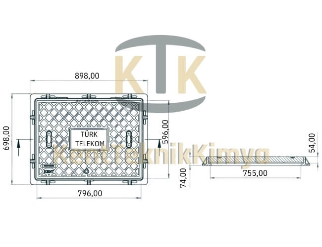 Kompozit Dikdörtgen Rögar Kapağı Takımı 600x800 mm