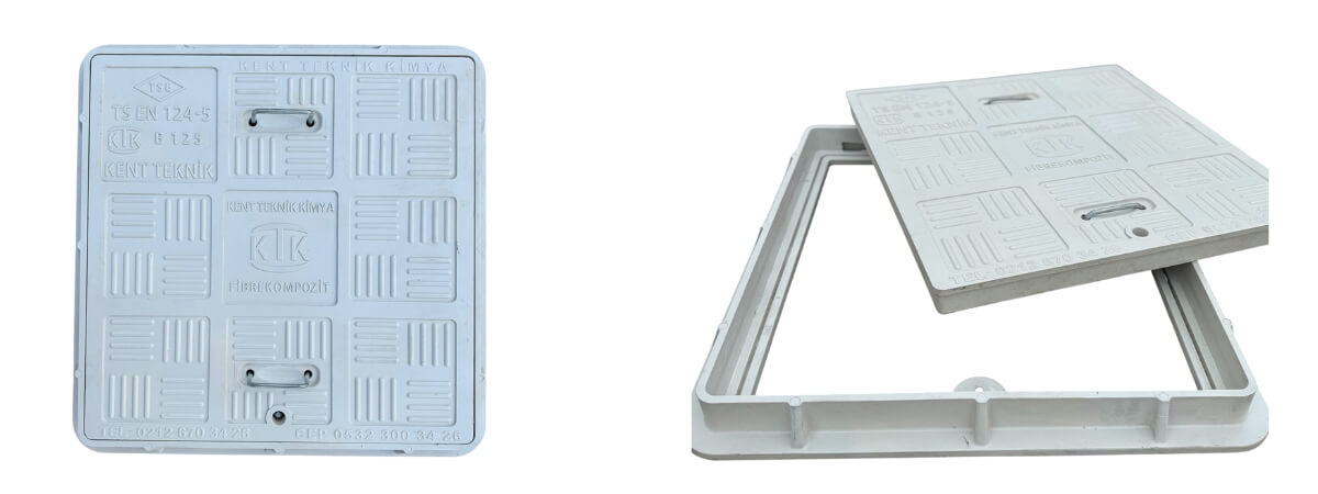 Kompozit Kare Rögar Kapağı Takımı 600x600 mm C250 - Kompozit Kare Rögar Kapakları